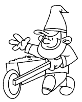 A coloring page of gnomes
